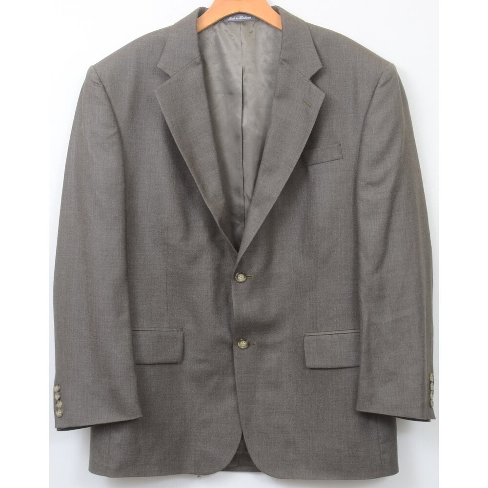 Oscar de la Renta Brown Silk Wool Sport Coat Jacket Two Button Blazer 44R